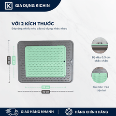 Thảm Silicone Thoát Nước Úp Bát Đĩa KICHIN Vân Sóng Nước - Chống Trượt, Ráo Nước Nhanh