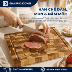 Thớt gỗ teak cao cấp KATANA loại dày 2.5cm size KT00 - thớt hình chữ nhật kích thước 25x200x300mm