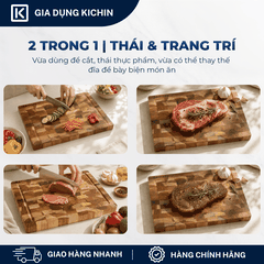Thớt gỗ teak cao cấp KATANA cỡ vừa dày 2.5cm KT01 - thớt hình chữ nhật kích thước 25x250x350mm