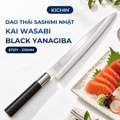 Dao thái Sashimi Nhật Bản cao cấp KAI Wasabi Black Yanagiba - 6721Y (210mm)