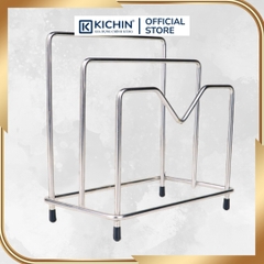 Kệ để thớt, nắp vung 2 ngăn INOX 201 chống gỉ dày 5mm (18x18x10cm)