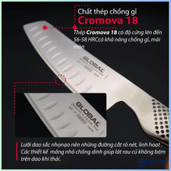 Dao bếp Nhật cao cấp Global GS39 = GS91 Nakiri - Dao thái rau củ chống dính (140mm)