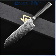 Dao bếp Nhật cao cấp Shun Classic H.G. Santoku - Dao thái đa năng thép Damascuss 69 lớp DM0718 (180mm)