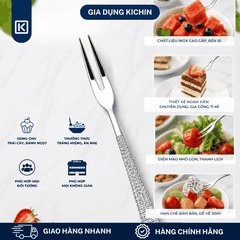 Bộ Thìa Dĩa Inox 304 KICHIN - Combo Thìa Ăn, Dĩa Ăn, Thìa Trà, Dĩa Hoa Quả Cao Cấp Cán Vân Ánh Bạc Sang Trọng, Chống Gỉ KSET-BAC-02