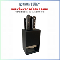 Hộp cắm dao để bàn 5 rãnh thép chống gỉ cao cấp - HC01 (12x15x23cm)