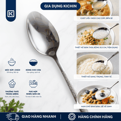 Bộ Thìa Dĩa Inox 304 KICHIN - Combo Thìa Ăn, Dĩa Ăn, Thìa Trà, Dĩa Hoa Quả Cao Cấp Cán Vân Ánh Bạc Sang Trọng, Chống Gỉ KSET-BAC-02