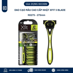 Dao cạo râu cao cấp Nhật Xfit 5 blade màu xanh 4 đầu thay (hộp dài)