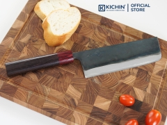 Dao Nhật Thủ Công Cao Cấp Motokane Nakiri Thép Super Aogami Chuôi Gỗ Đàn Hương Đỏ - 165mm