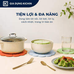Miếng Lót Nồi Silicone Chịu Nhiệt KICHIN Hình Hoa Sen - Chống Trượt, Cách Nhiệt, Bảo Vệ Mặt Bàn