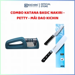 Combo dao Kataba Basic Nakiri + Petty + Dụng cụ mài dao 3 bước KICHIN