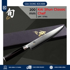 Dao bếp Nhật cao cấp KAI Shun Classic Chef - Dao thái thịt cá thép Damascus 69 lớp DM0706 (200mm)