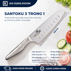 Dao bếp Nhật cao cấp KAI Shoso Santoku Hollow - Dao thái 3 trong 1 chống dính AB5157 (165mm)