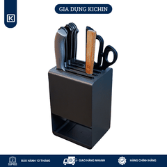 Hộp cắm dao để bàn 5 rãnh thép chống gỉ cao cấp KICHIN - HC01 (12x15x23cm)