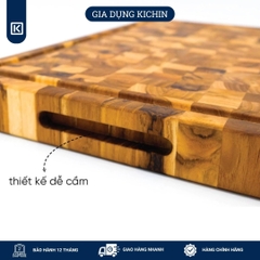 Thớt gỗ teak cao cấp KATANA cỡ vừa dày 3.8cm KT04 - thớt hình chữ nhật kích thước 38x250x350mm