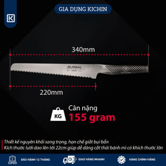 Dao bếp Nhật cao cấp Global G9 Bread - Dao cắt bánh mỳ (220mm)