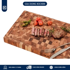 Thớt gỗ teak cao cấp KATANA cỡ vừa dày 3.8cm KT04 - thớt hình chữ nhật kích thước 38x250x350mm