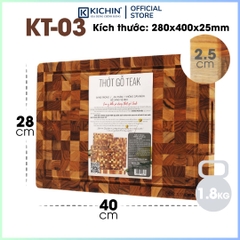 Thớt gỗ teak cao cấp KATANA cỡ lớn dày 2.5cm KT03 - thớt hình chữ nhật kích thước 25x280x400mm