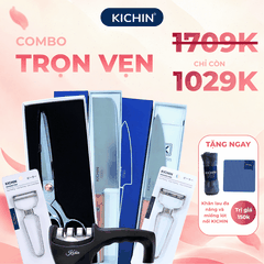 [COMBO TRỌN VẸN] Bộ 2 dao KICHIN Origin + Kéo cắt đa năng KICHIN + 2 nạo vỏ và nạo sợi KICHIN + Mài dao KICHIN MK01