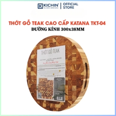 Thớt gỗ teak cao cấp KICHIN loại dày 3.8cm TKT04 - thớt tròn kích thước 38x300x300mm