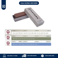Đá mài dao Naniwa thương hiệu KATANA 2 viên độ mịn trung và cao #1000/#3000 (185x65x30mm) - NKP-1000/3000C đế kèm hộp đựng bảo quản