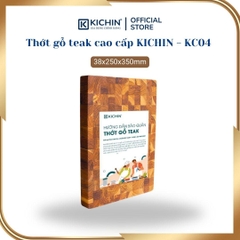 Thớt gỗ teak cao cấp KICHIN cỡ vừa dày 3.8cm KC04 - thớt hình chữ nhật kích thước 38x250x350mm