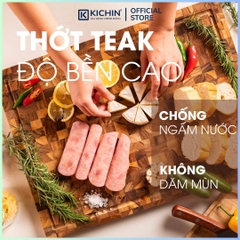 Thớt gỗ teak cao cấp KICHIN cỡ lớn dày 3.8cm KC05 - thớt hình chữ nhật kích thước 38x280x400mm