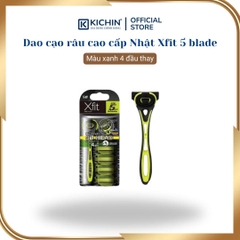Dao cạo râu cao cấp Nhật Xfit 5 blade màu xanh 4 đầu thay (hộp dài)