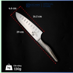 Dao bếp Nhật cao cấp KAI Shoso Santoku Hollow - Dao thái 3 trong 1 chống dính AB5157 (165mm)