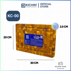 Thớt gỗ teak cao cấp KICHIN loại dày 2.5cm size KC00 - thớt hình chữ nhật kích thước 25x200x300mm