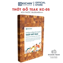 Thớt gỗ teak cao cấp KICHIN cỡ lớn dày 3.8cm KC05 - thớt hình chữ nhật kích thước 38x280x400mm