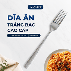 Dĩa Ăn Inox 304 Cao Cấp KICHIN - Cán Vân Ánh Bạc Sang Trọng, Chống Gỉ KDA-BAC-02
