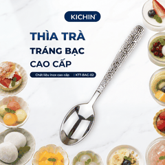 Thìa Trà Inox 304 Cao Cấp KICHIN - Cán Vân Ánh Bạc Sang Trọng, Chống Gỉ KTT-BAC-02