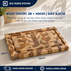 Thớt gỗ teak cao cấp KATANA cỡ lớn dày 2.5cm KT03 - thớt hình chữ nhật kích thước 25x280x400mm