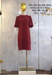 Váy dáng xuông tay bồng 3 cúc đỏ đô L