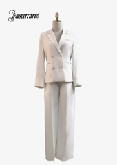 Set áo vest quần trắng gạo