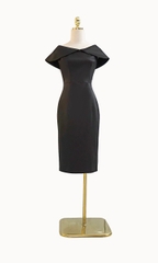 Váy lụa ép hai mặt cao cấp cổ hoa sen Đen