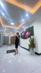 Váy lụa ép hai mặt cao cấp cổ hoa sen Đen