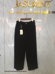 Quần Tây nữ dáng suông 1 cúc lụa trượt cao cấp Đen