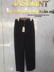 Quần Tây nữ dáng suông 2 cúc lụa trượt cao cấp Đen XL