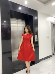Váy lụa ép hai mặt cao cấp nơ vai