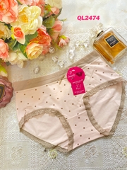 Quần lót cotton Nhật chấm bi viền ren