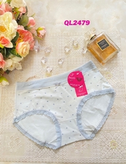 Quần lót cotton Nhật chấm bi viền ren