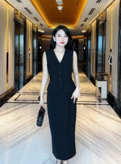 Set gile chân váy xuông dài cao cấp