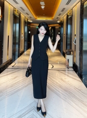 Set gile chân váy xuông dài cao cấp
