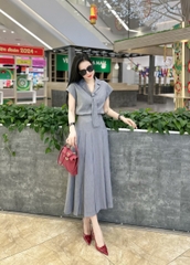 Sét váy kẻ sọc cà vạt cao cấp