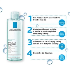 Nước Tẩy Trang Sạch Sâu, Kiểm Soát Nhờn Cho Da Dầu La Roche-Posay Effaclar Micellar Water Ultra Oily Skin 400ml