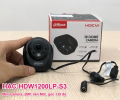 Camera DAHUA DH-HAC-HDW1200LP-S3 mini 2MP, liền mic, góc rộng