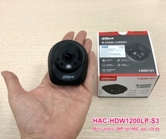 Camera DAHUA DH-HAC-HDW1200LP-S3 mini 2MP, liền mic, góc rộng