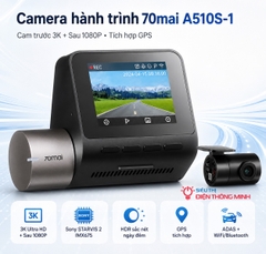 Camera hành trình 70mai A510S-1 (Cam Trước 3K + Sau 1080P, Tích hợp GPS) - Chính Hãng