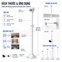 Chân đế camera thẳng kéo dài 100-200cm